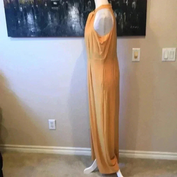 NWT Nina Leonard Mustard Twist Halter Knit Wide Leg Jumpsuit | Size M - Picture 3 of 12